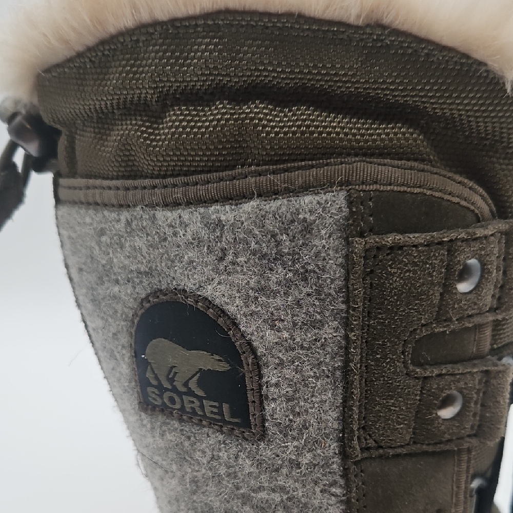 Sorel Women's Tall Olive Winter Boots with Faux Fur Trim - Picture 8 of 15